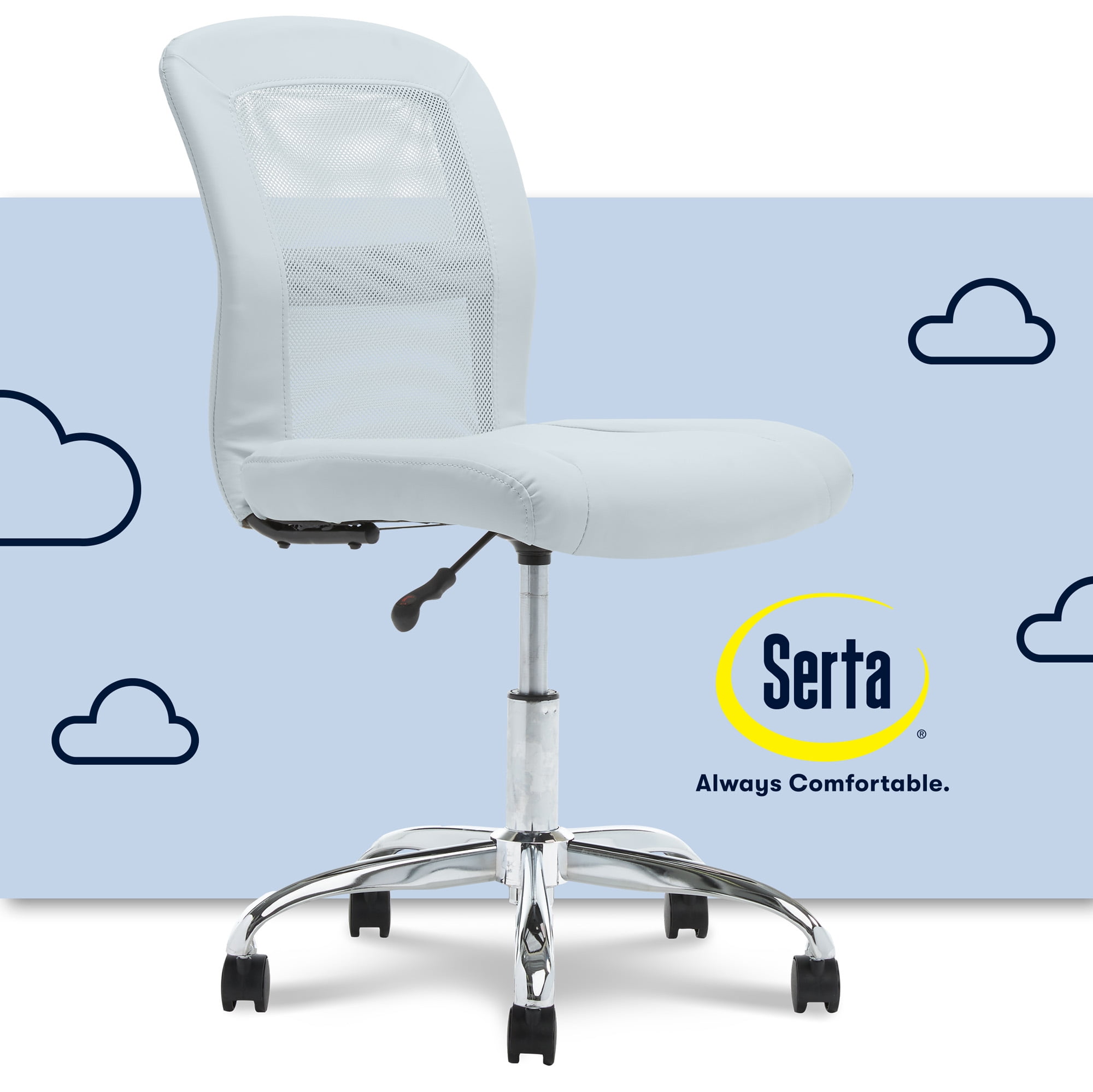 Serta Essential Armless Desk Chair with Breathable Lightweight Mesh Back Blue Walmart