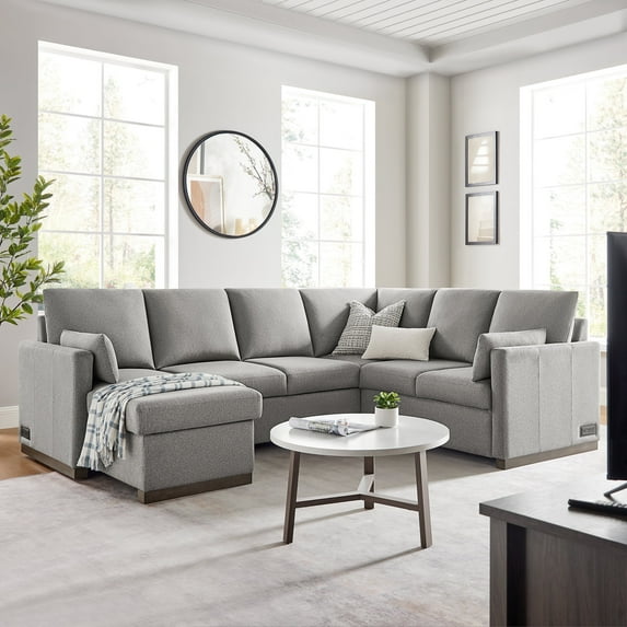 Serta Ellison Convertible Sectional sofa in Light Gray Fabric Upholstery
