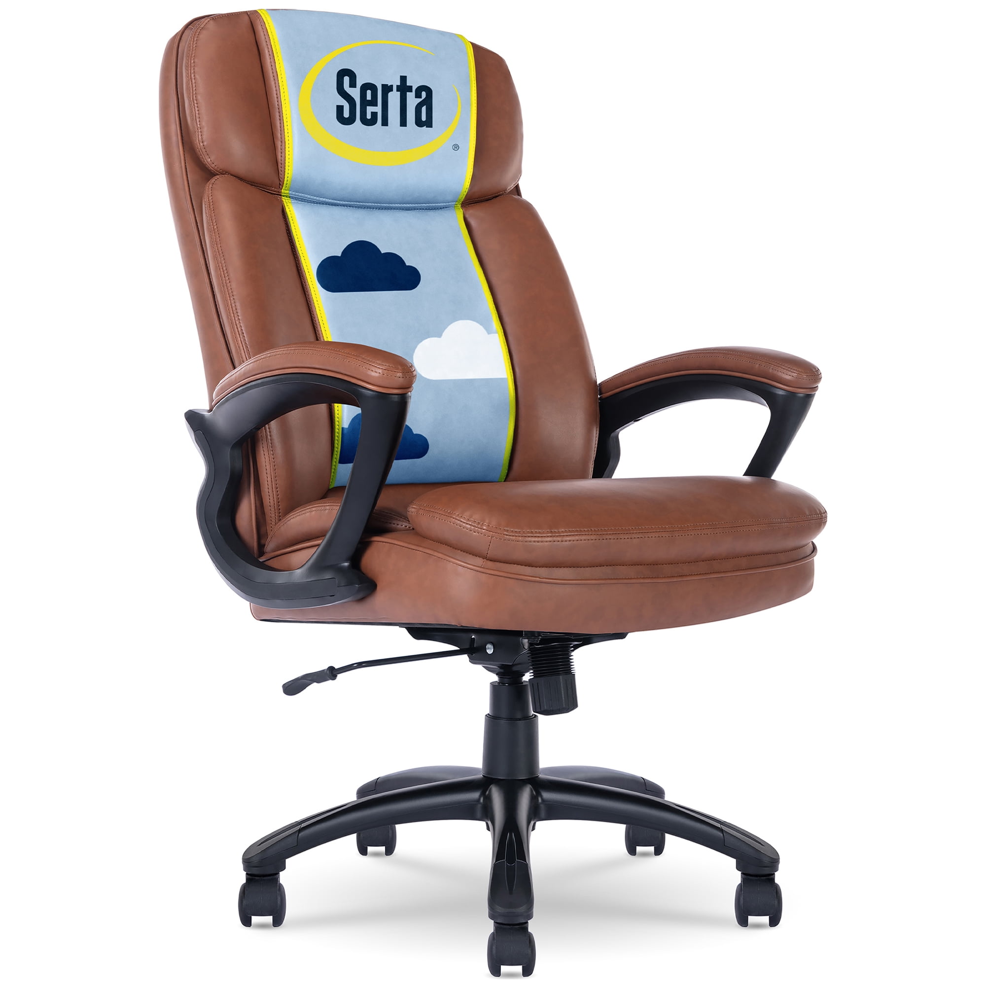 Cognac Faux Leather High Back Executive Swivel Chair