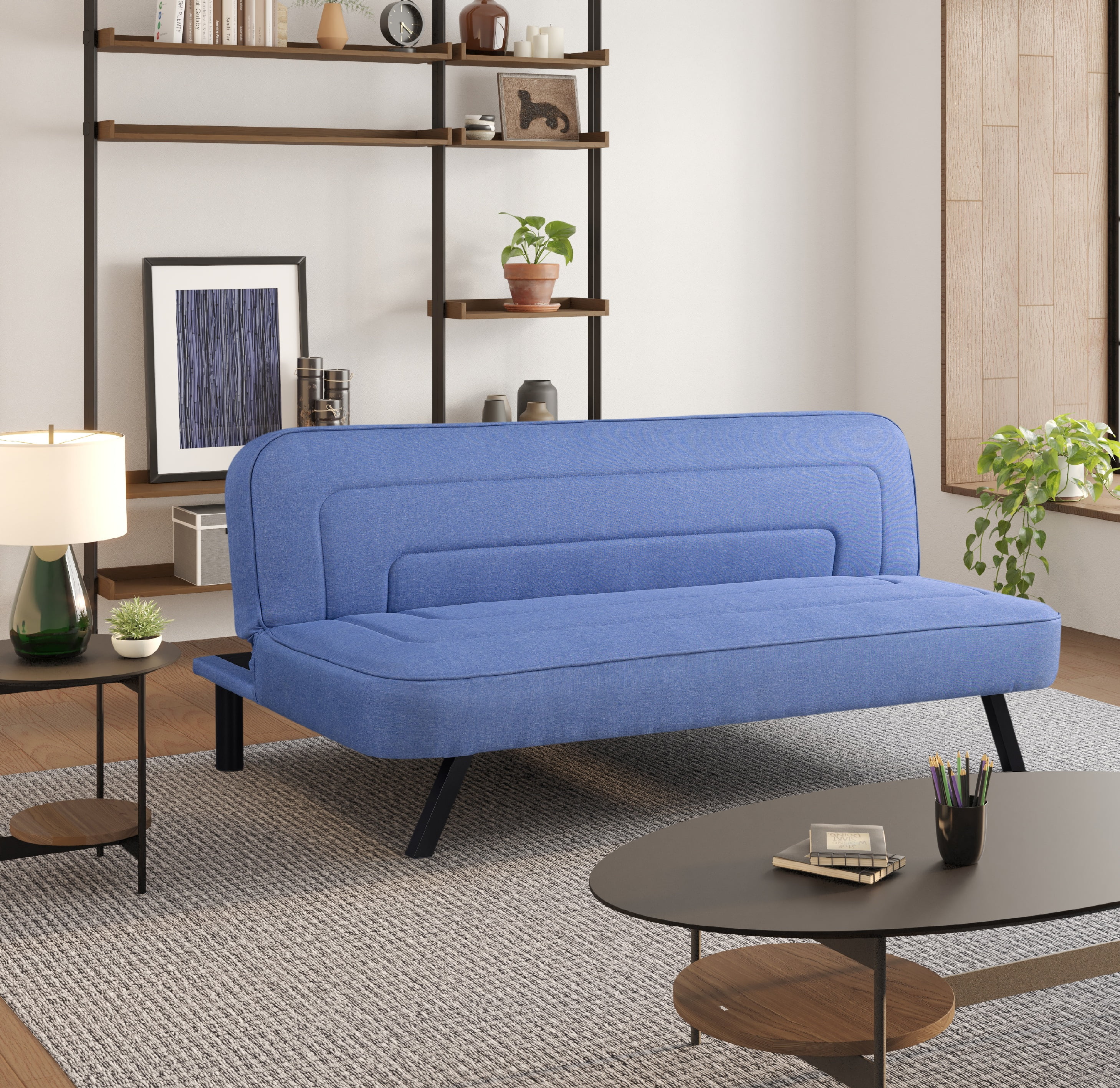 Serta Fletcher Modern Twin Futon, Blue Woven Fabric - Walmart.com