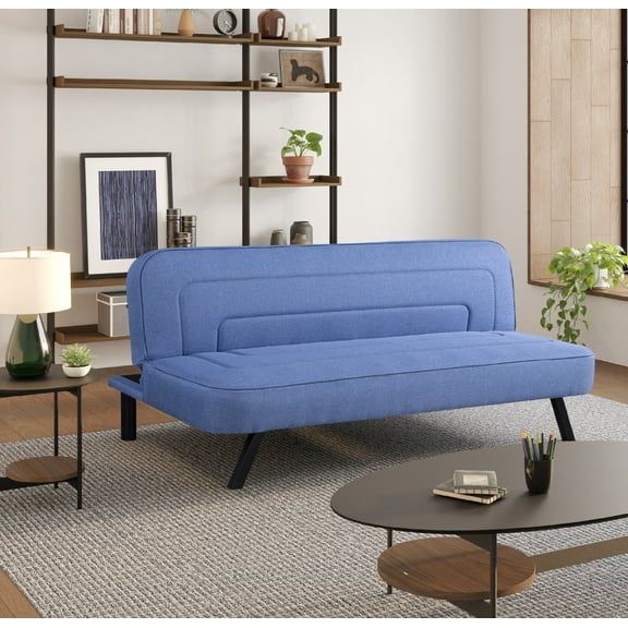 Serta Fletcher Modern Twin Futon, Blue Woven Fabric