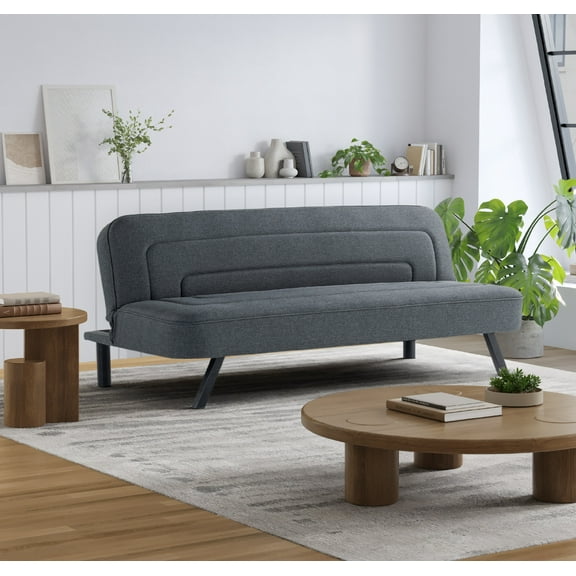 Serta Fletcher Modern Twin Futon, Charcoal Woven Fabric