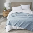 thumbnail image 1 of Serta Full Fleece Ultra Soft Electric Throw Heated Blanket for Cold Winter Season Dusty Blue, 1 of 8