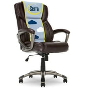 Serta Garret Executive Office Chair, Ergonomic Lumbar Support, Semi-Plush Cushion, Body Pillows, Brown
