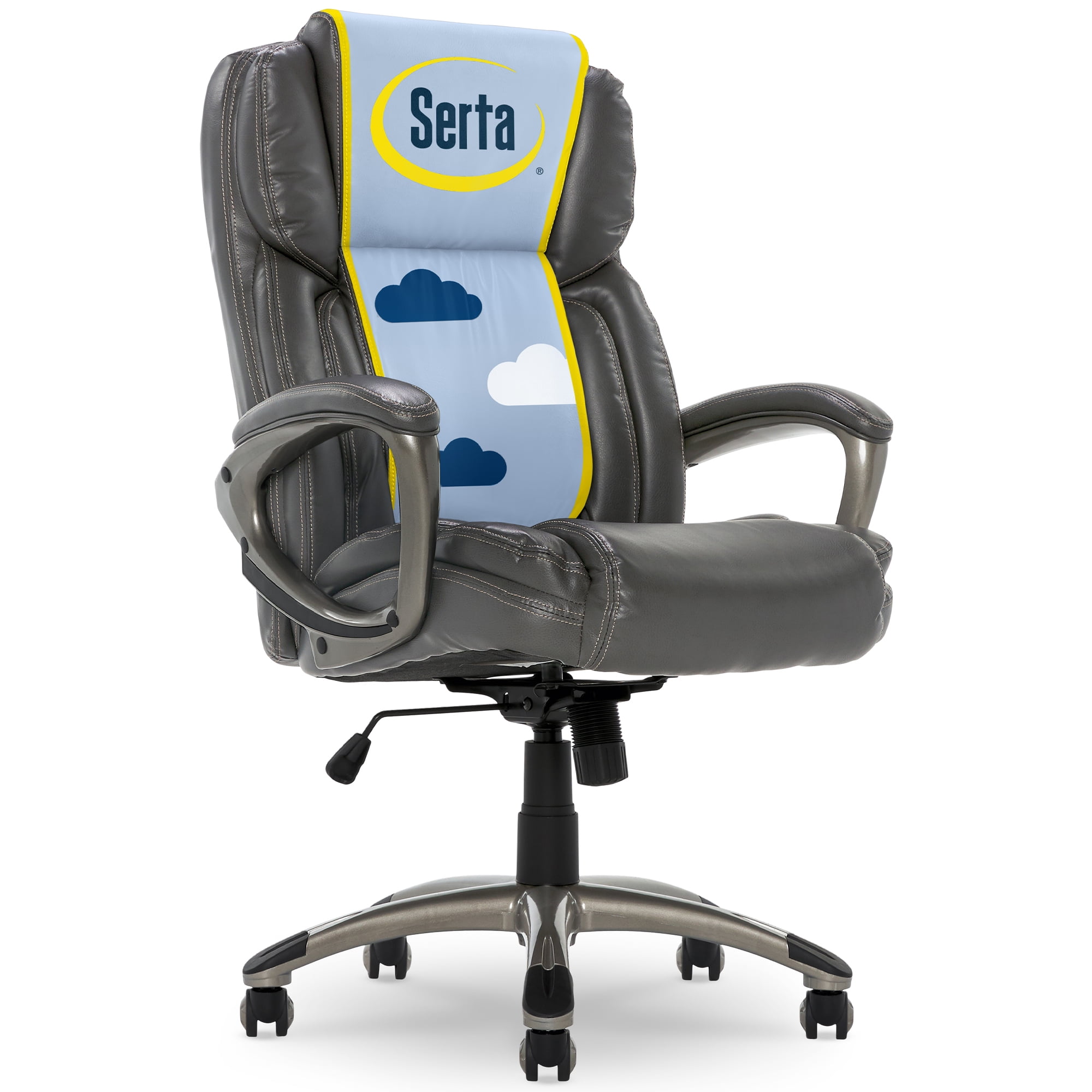 Gray Leather High Back Executive Swivel Office Chair