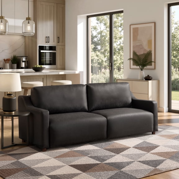 Serta Giles Modern Style Convertible Sofa, Charcoal Fabric