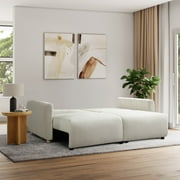 Serta Grant Scandinavian Convertible Sofa with Queen Size Sleeper, Ivory Boucle Fabric