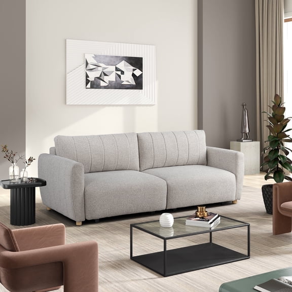 Serta Grant Scandinavian Convertible Sofa with Queen Size Sleeper, Pebble Boucle Fabric