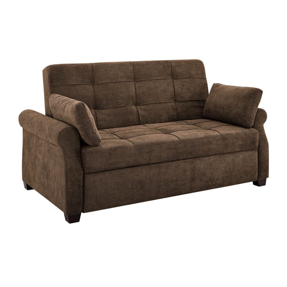 Serta Haiden Modern Upholstered Sleeper Sofa, Dark Brown