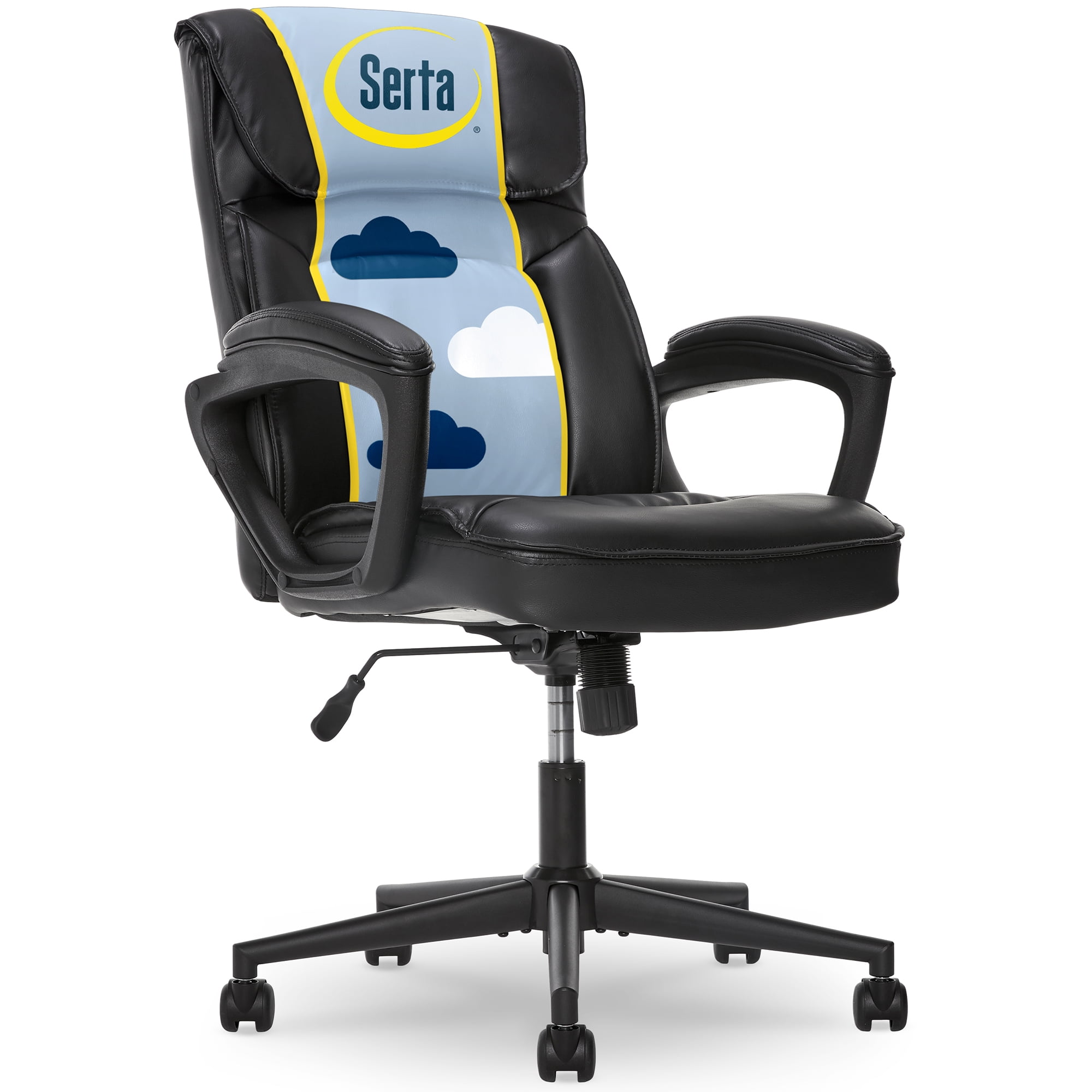 Sculpted High Back Black Bonded Leather Executive Swivel Chair