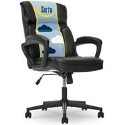 Serta Hannah Executive Office Chair, Ergonomic Computer Chair with Lumbar Support, Adjustable Seat, Pillowed Headrest, Bonded Leather, Black