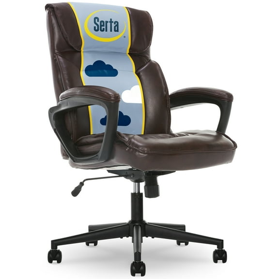 Serta Hannah Executive Office Chair, Ergonomic Lumbar Support, Firm Seat Cushion, Deep Body Pillows, Brown