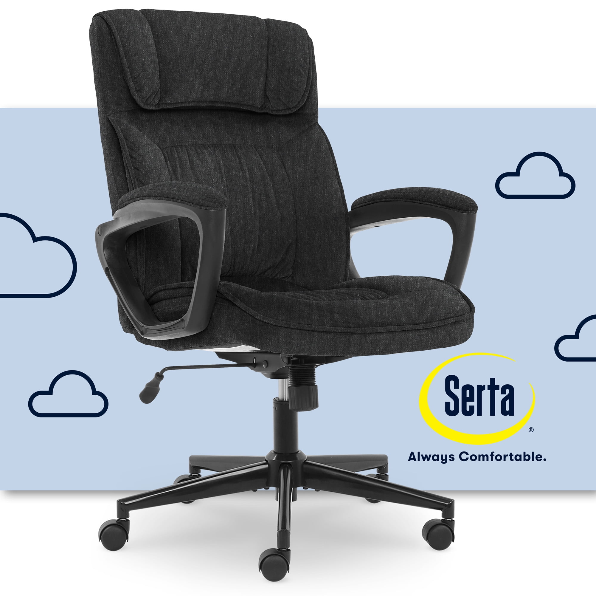 ErgoFlex Black Twill Executive Office Chair with Lumbar Support