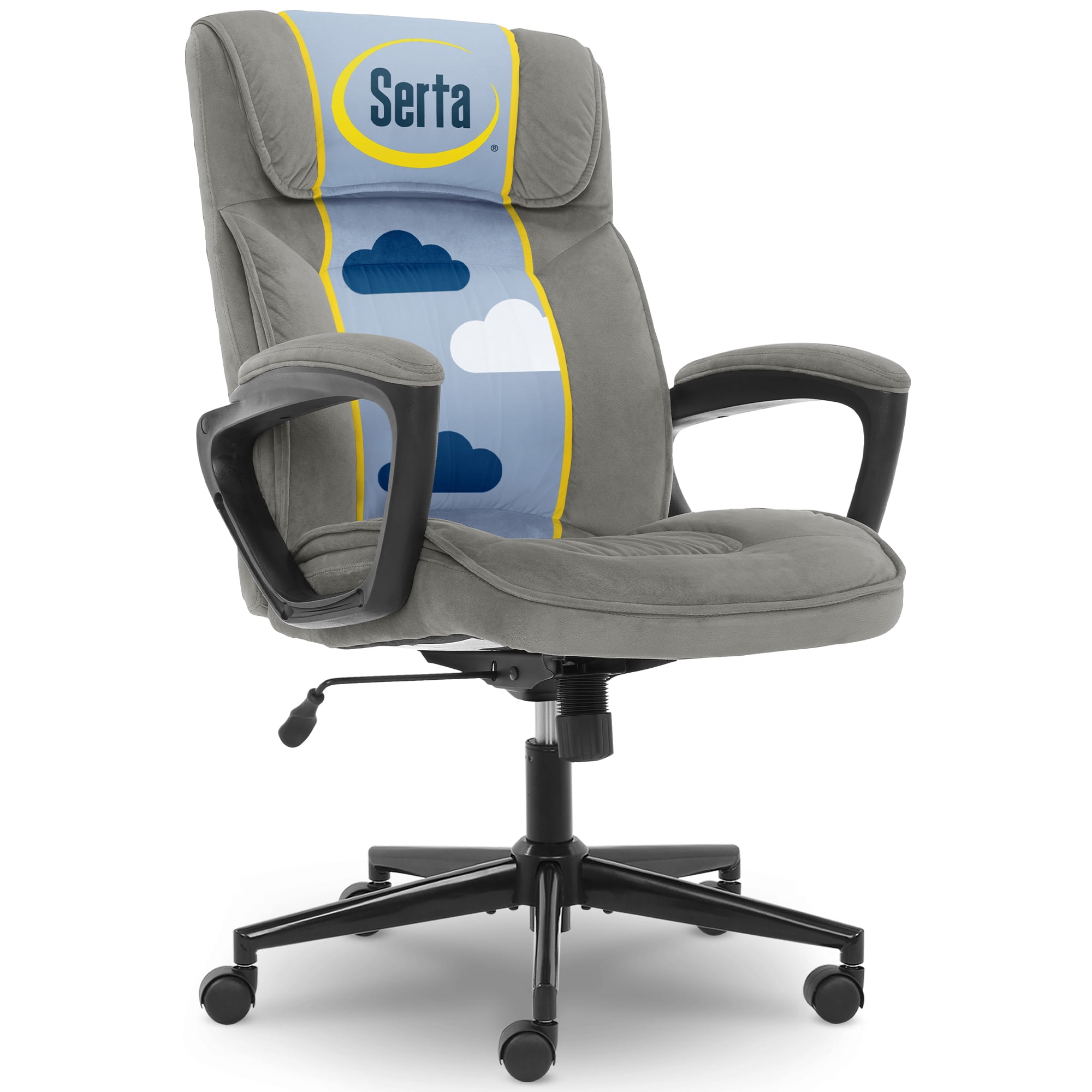 Gray Microfiber High Back Executive Office Chair with Fixed Arms
