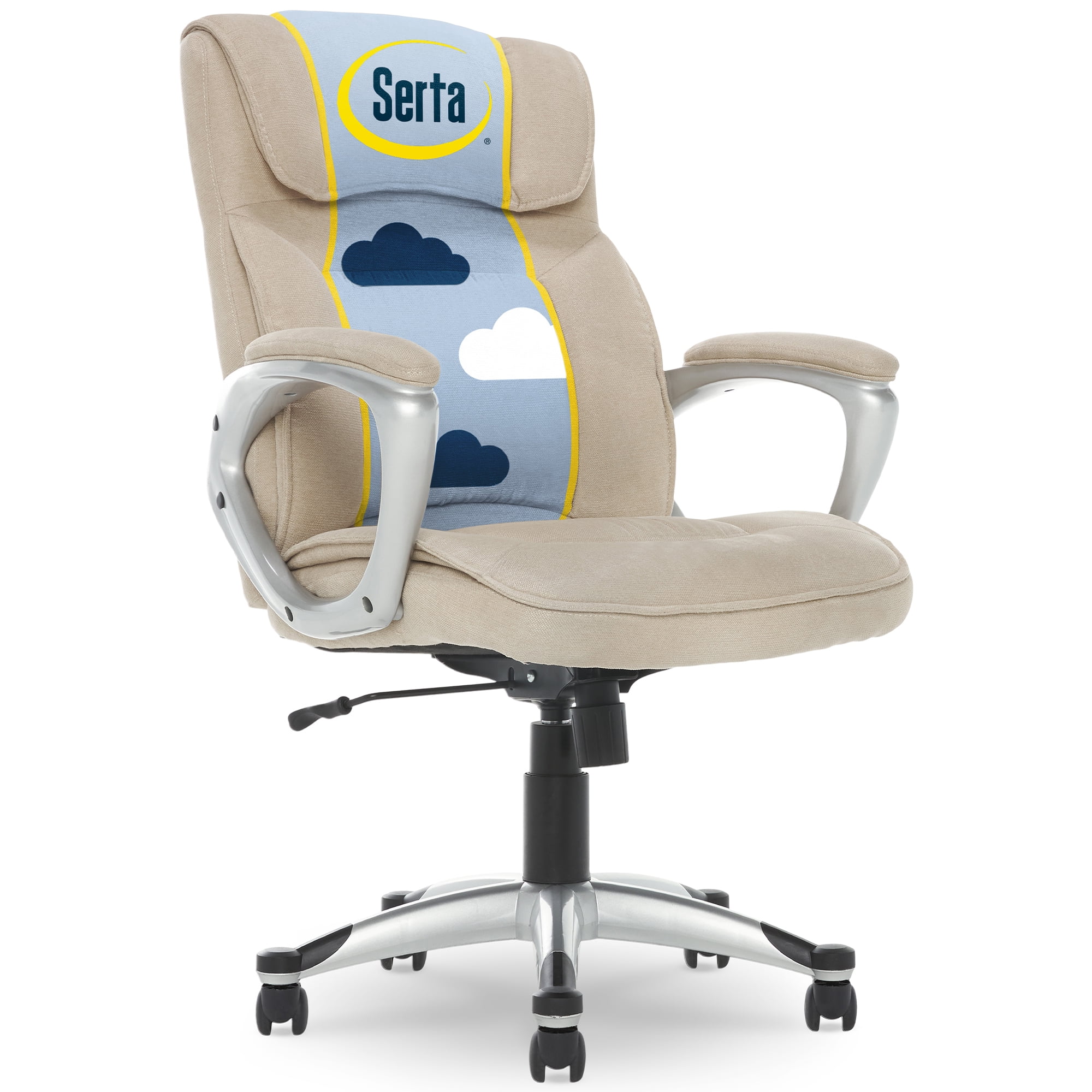 Fawn Tan High-Back Swivel Executive Office Chair with Metal Base
