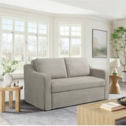 Serta Hanson Modern Style Convertible Loveseat, Flax Fabric