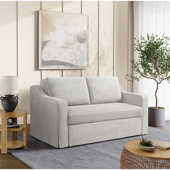 Serta Hanson Modern Style Convertible Loveseat, Linen Fabric