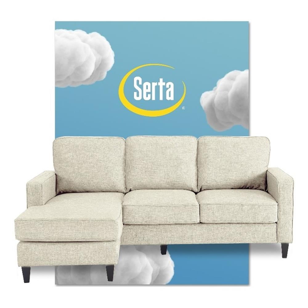 Serta Harmon 80'' Cream Microfiber Sectional Sofa with Square Arms