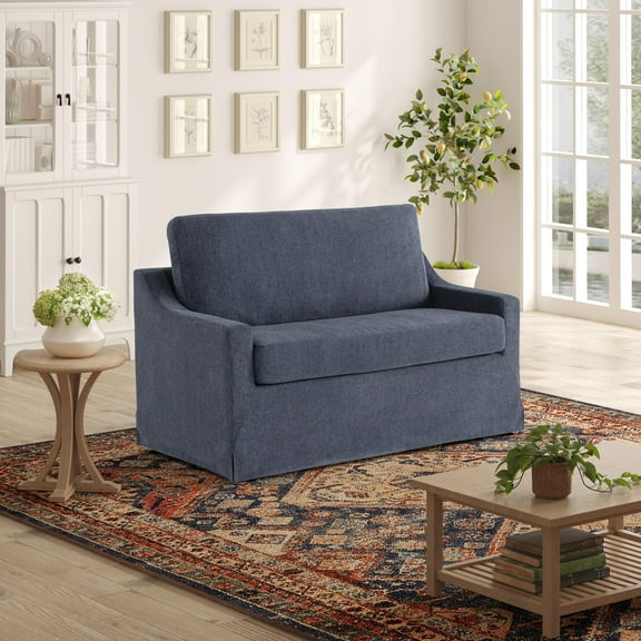 Serta Harwick Twin Convertible Sleeper Loveseat, Navy Fabric