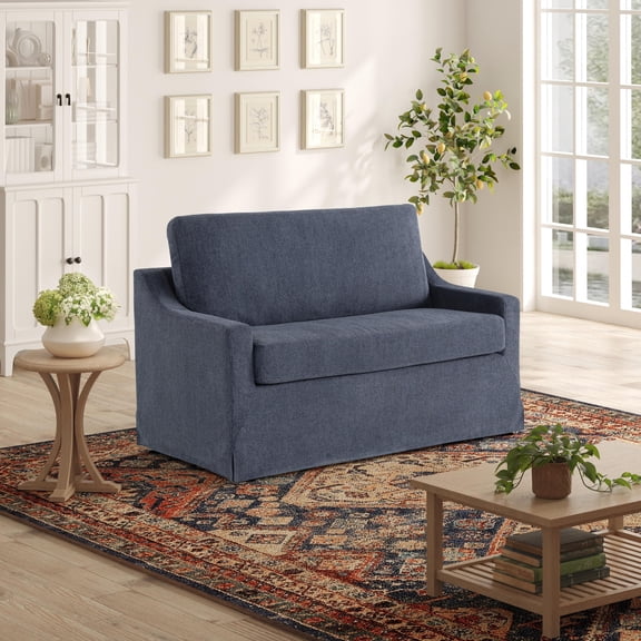 Serta Harwick Twin Convertible Sleeper Loveseat, Navy Fabric