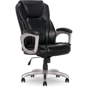Serta Heavy-Duty Bonded Leather Commercial Office Chair with Memory Foam, 350 lb capacity, Black