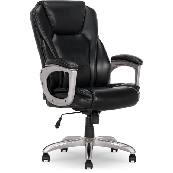 Serta Heavy-Duty Bonded Leather Commercial Office Chair with Memory Foam, 350 lb capacity, Black