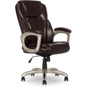Serta Heavy-Duty Bonded Leather Commercial Office Chair with Memory Foam, 350 lb capacity, Brown