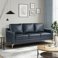 thumbnail image 1 of Serta Hemsworth Mid-Century Modern Style Sofa, Navy Blue Faux Leather, 1 of 8