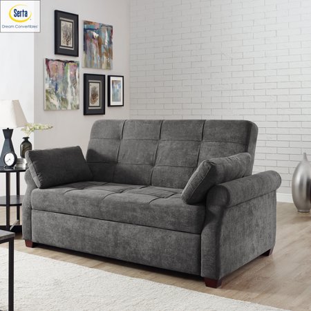 Serta Henley Sofa Sleeper with Rolled Arms, Gray Microfiber