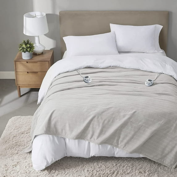 Serta King Fleece Ultra Soft Electric Throw Heated Blanket for Cold Winter Season Stone Brown