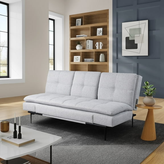 Serta Lambeth Convertible Sofa in Light Gray Fabric Upholstery