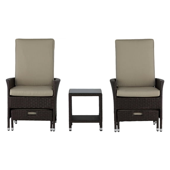 Serta Laguna Outdoor 5 Piece Reclining Set Brown Wicker