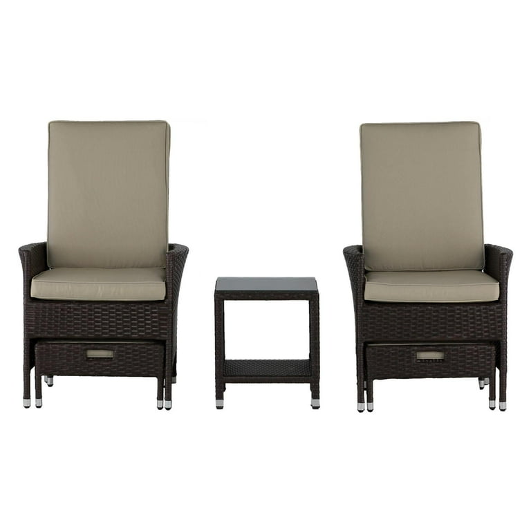 Serta Laguna Outdoor 5 Piece Reclining Set Brown Wicker Walmart