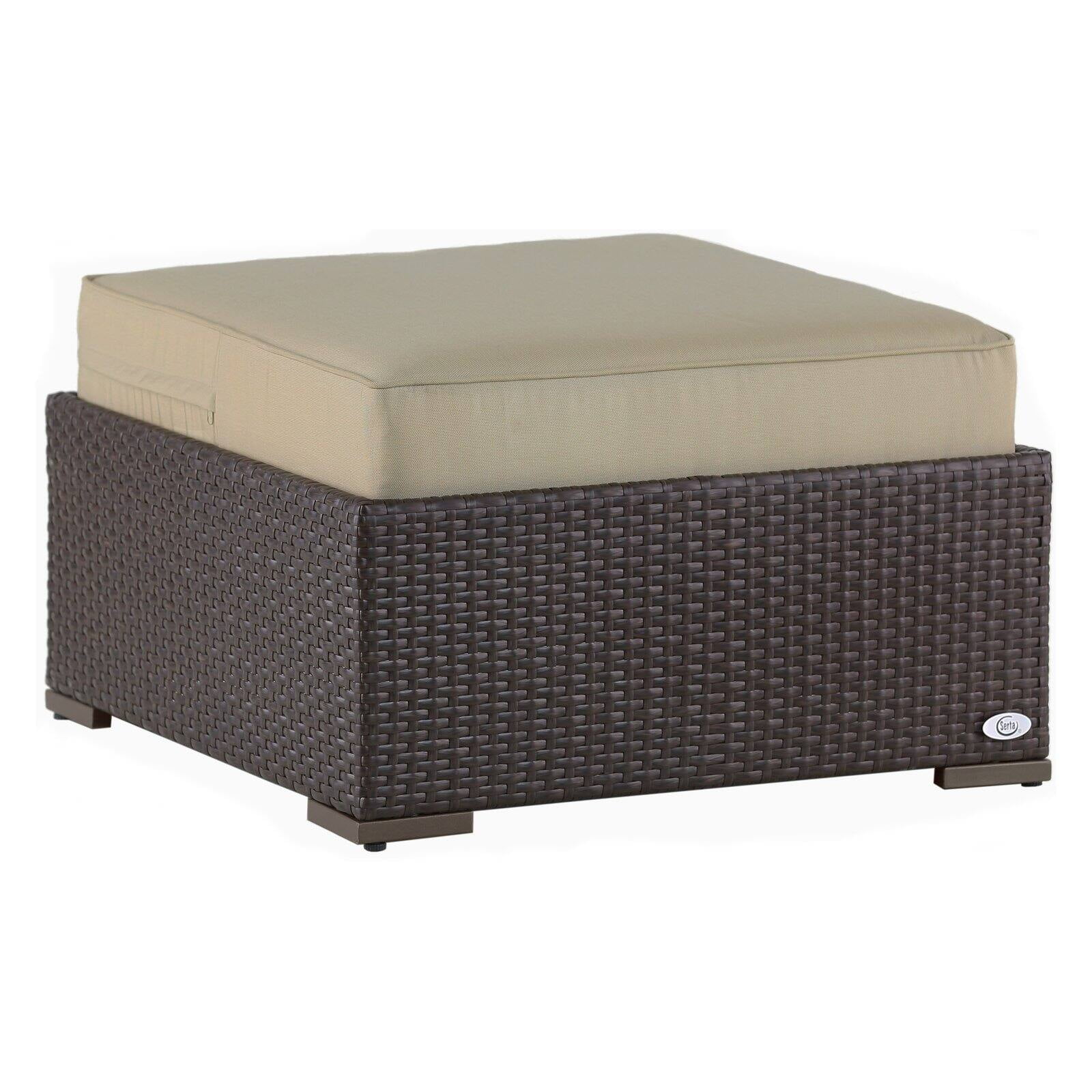 Serta Laguna Outdoor Ottoman Brown Wicker