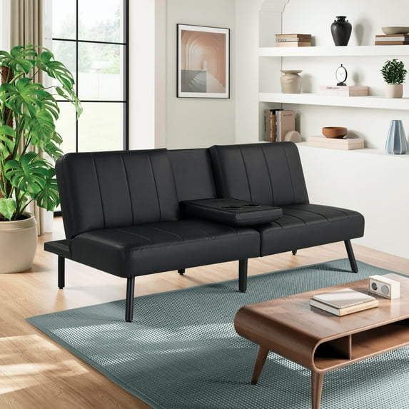 Serta Landry Modern Convertible Sofa, Black Fabric