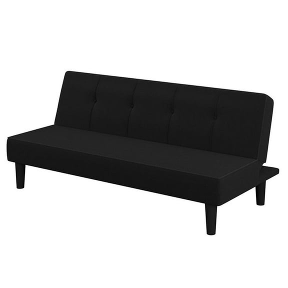 Serta Laurel Tufted Convertible Sleeper in Black Fabric Upholstery