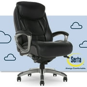 Serta Lautner Executive Office Chair, SmartLayers™ and ComfortCoils® Technology, Adjustable Lumbar, Black Bonded Leather and Gray Mesh
