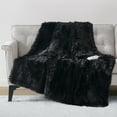 thumbnail image 1 of Serta Leena Shaggy Faux Fur Heated Throw Blanket, Electric Throw Blanket 50x60 inch, Black, 1 of 10