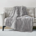 thumbnail image 1 of Serta Leena Shaggy Faux Fur Heated Throw Blanket, Electric Throw Blanket 50x60 inch, Grey, 1 of 10
