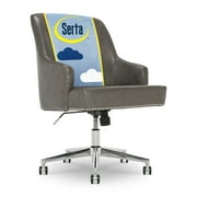 Serta Leighton Home Office Desk Chair Chrome Nailheads Bonded Leather Gray
