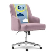 Serta Leighton Home Office Desk Chair Chrome Nailheads Twill Fabric Lilac Purple