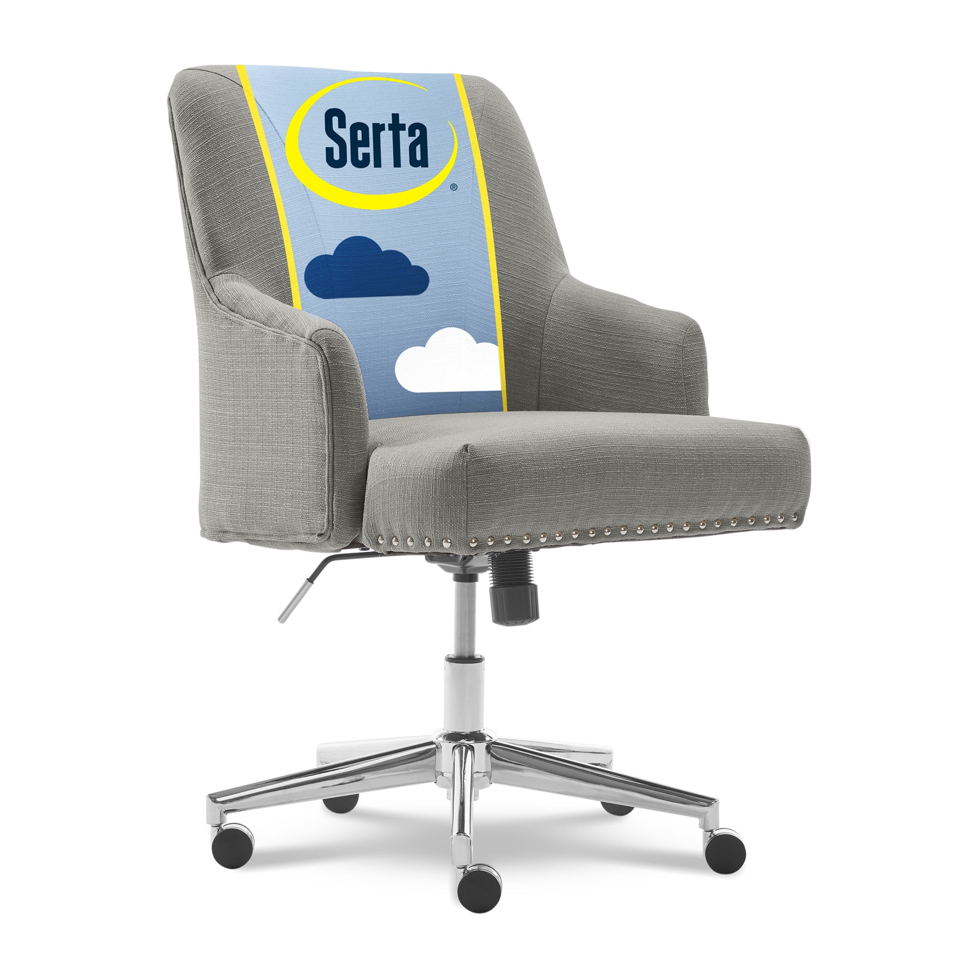 Leighton Medium Gray Fabric Swivel Home Office Chair with Memory Foam