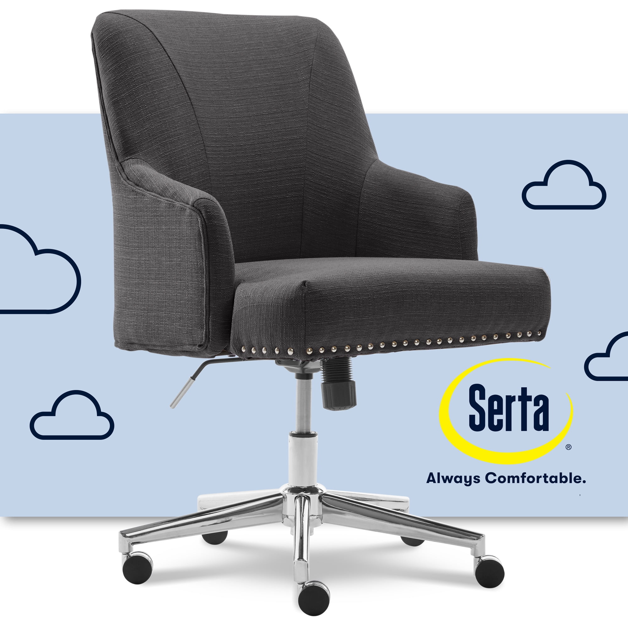 Graphite Fabric Swivel Home Office Chair with Memory Foam