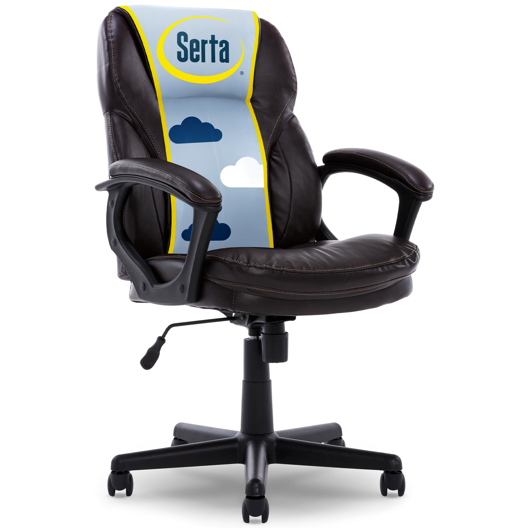 Serta Manager PureSoft Leather Executive Office Chair, Roasted Chestnut