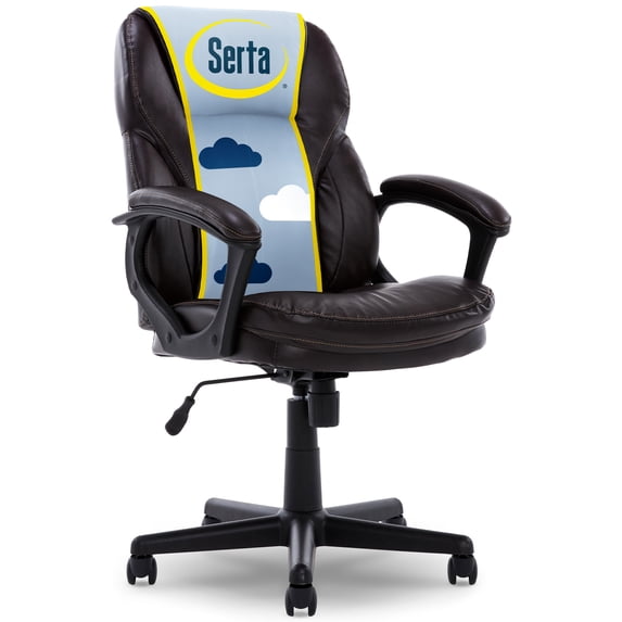 Serta Manager PureSoft Leather Executive Office Chair, Roasted Chestnut
