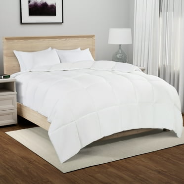 Serta Memory Flex Down Alternative Comforter, Box Quilt Duvet Insert, King 106 in x 90 in, White