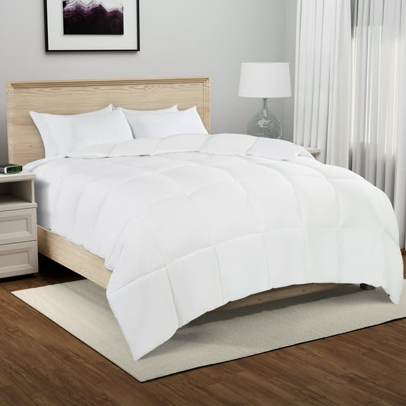 Serta Memory Flex Down Alternative Comforter, Box Quilt Duvet Insert, King 106 in x 90 in, White