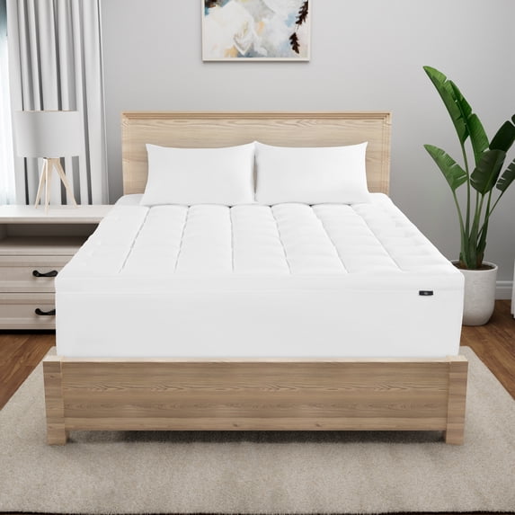 Serta Memory Flex Mattress Topper with 2 In Down Alternative Pillow Top Gusset, Full, White