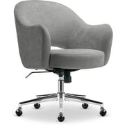 Serta Mia Modern Office Chair Velvet Upholstered Silver Metal Base Gray