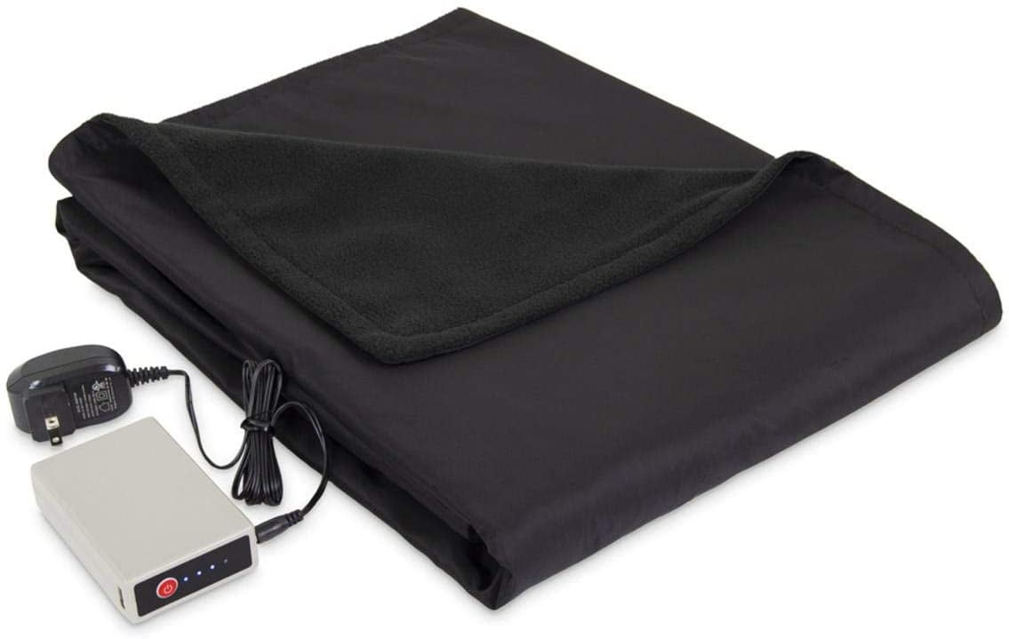 Serta MicroFleece Battery Electric Heated Warming Throw Blanket Black